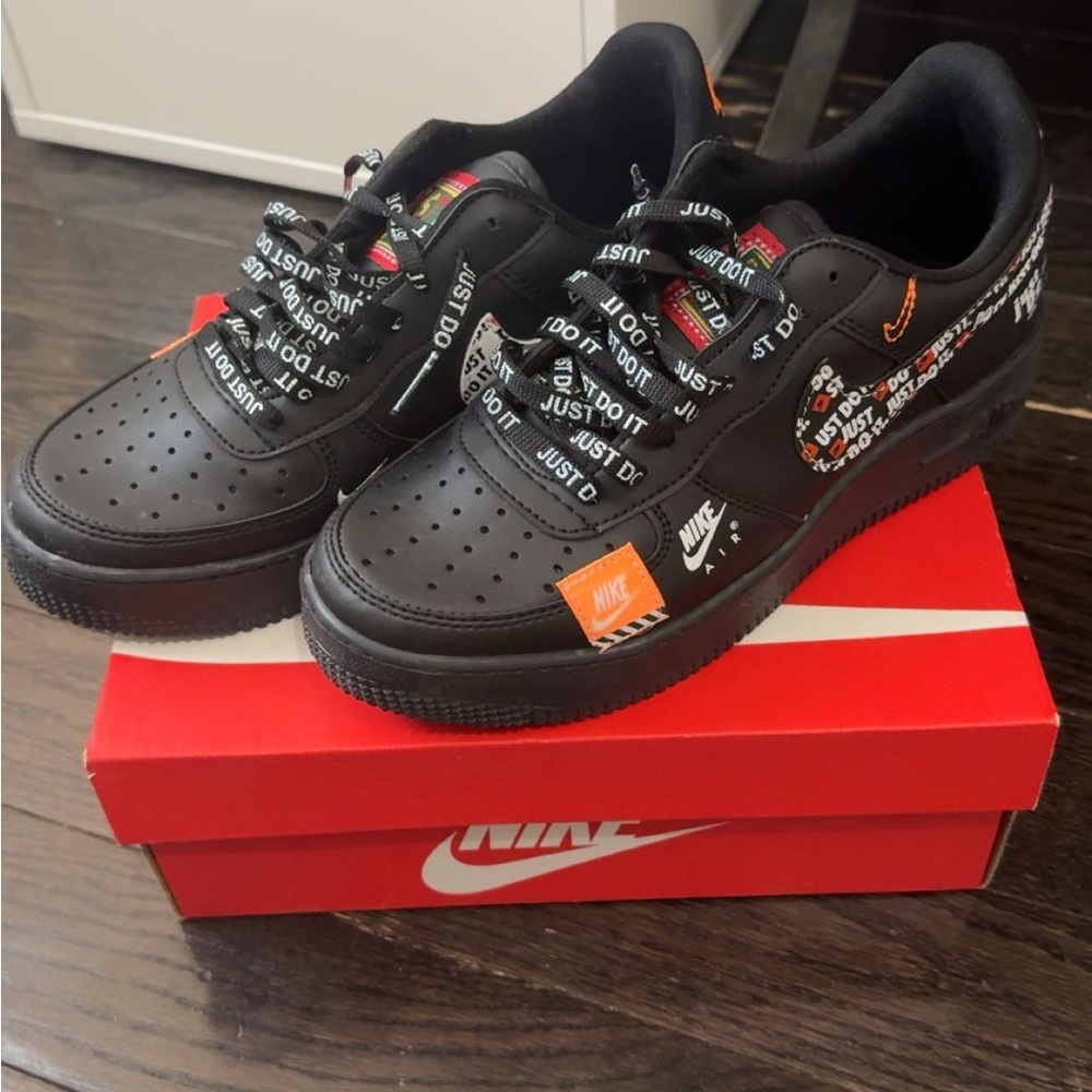 Nike Black and Orange Air Force 1 Sneakers